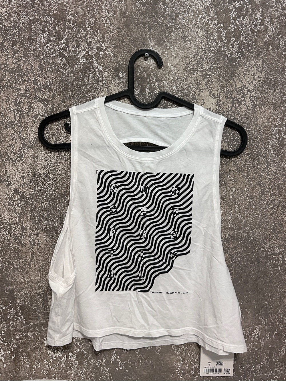 lululemon athletica White Tank with Black Optical Wave Graphic